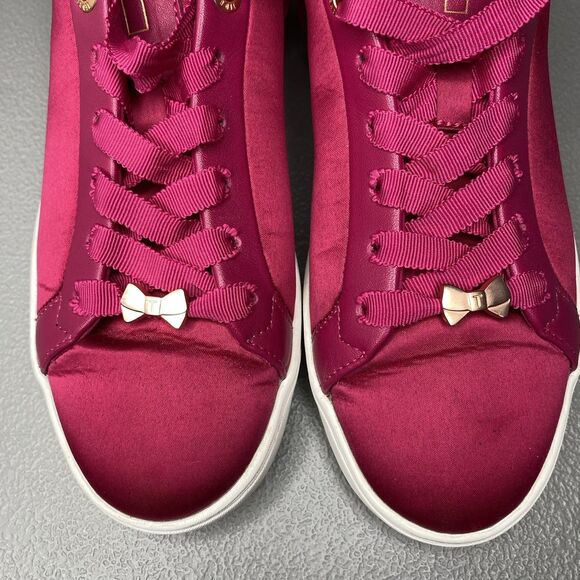 TED BAKER Astrina Luxe Sneakers Satin Leather Low-Top Womens 6 Fuchsia Pink - Picture 10 of 11